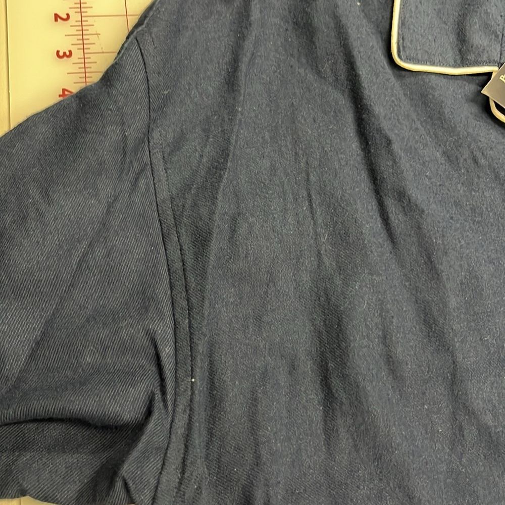 RALPH LAUREN NWT Men's Long SLV 1 Pocket Navy/White Trim Cotton Pajama Top SZ L - Picture 7 of 16